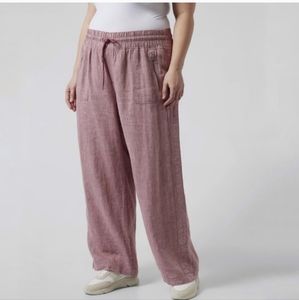 Athleta Cabo 100% Linen Wide Leg Pants - Tawny Rose / Orchid Pink - size 18